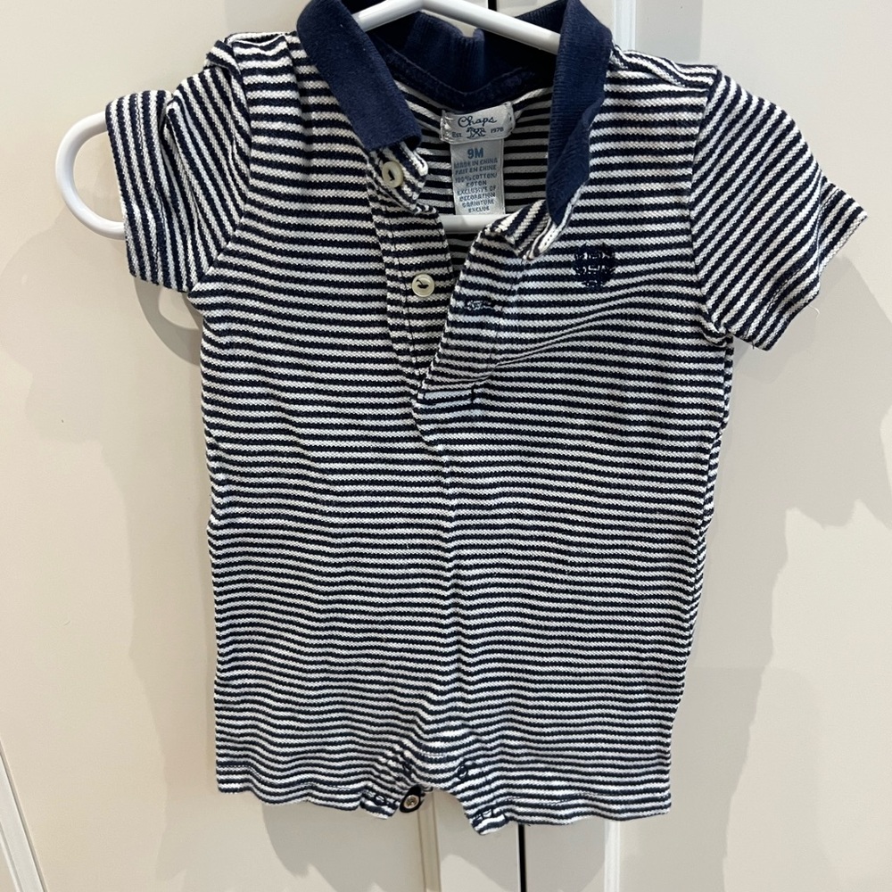 Navy Striped Kids chaps romper